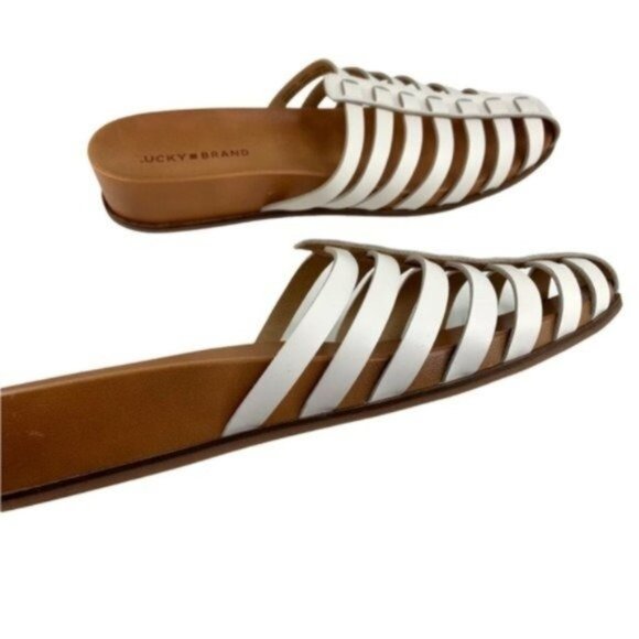 Lucky Brand White Leather Slip On Sandals - Picture 5 of 7